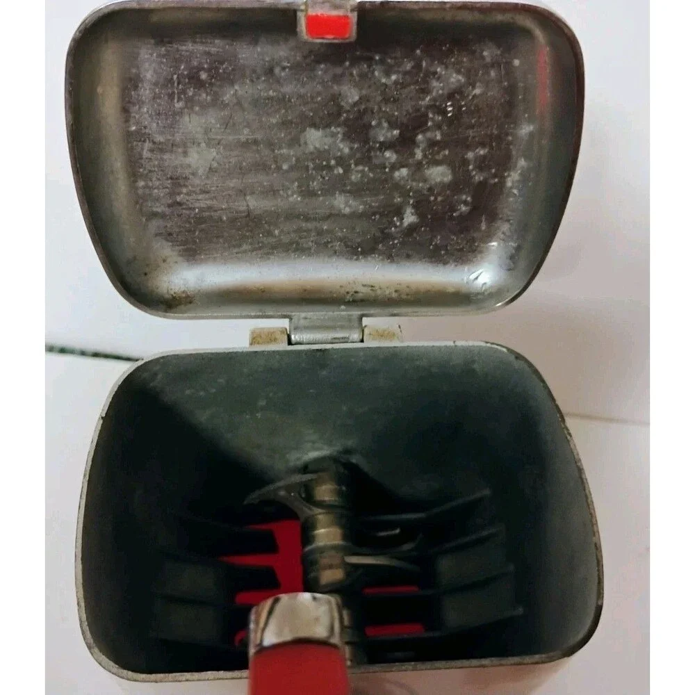 Vtg Magic Hostess Ice Crusher Hand Crank Chrome Red Mid Century Modern Barware